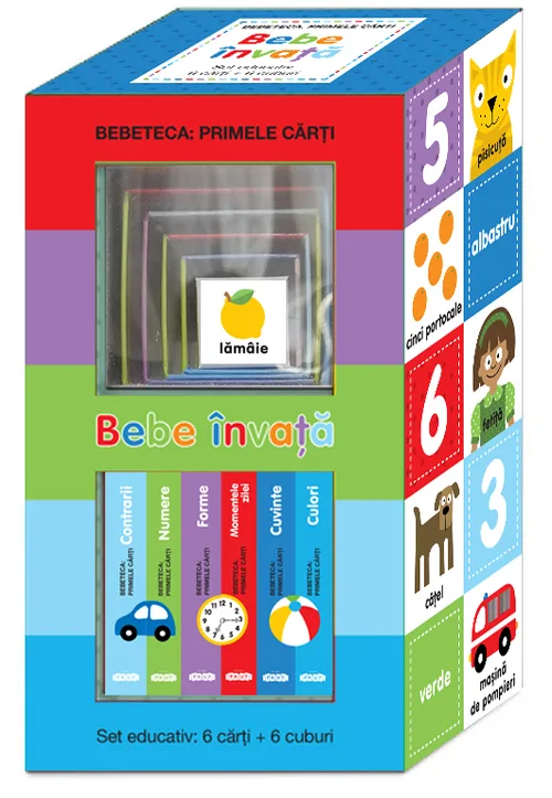 Bebe învață. Set educativ 6 cărți + 6 cuburi