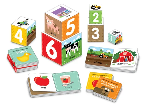 În vizită la fermă. Set educativ 6 cărți + 6 cuburi